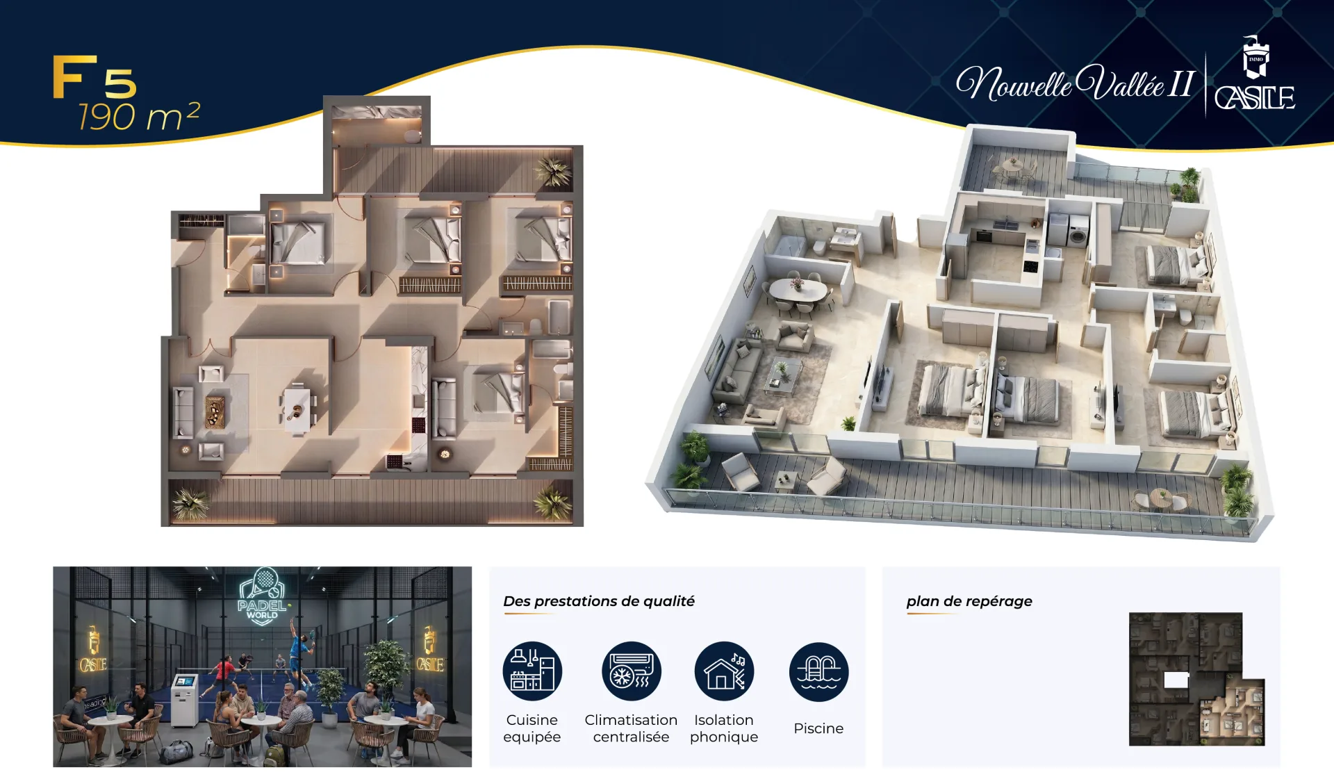 Plan 3D appartement F5 190 m2 Birkhadem Nouvelle Vallée 2 Plan 3D appartement F5 190 m2 Birkhadem Nouvelle Vallée 2